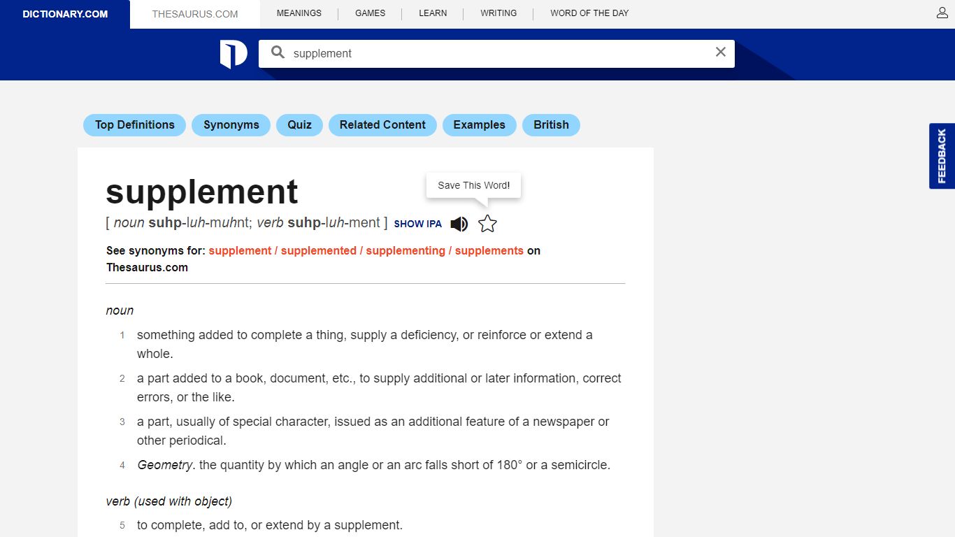 Supplement Definition & Meaning | Dictionary.com